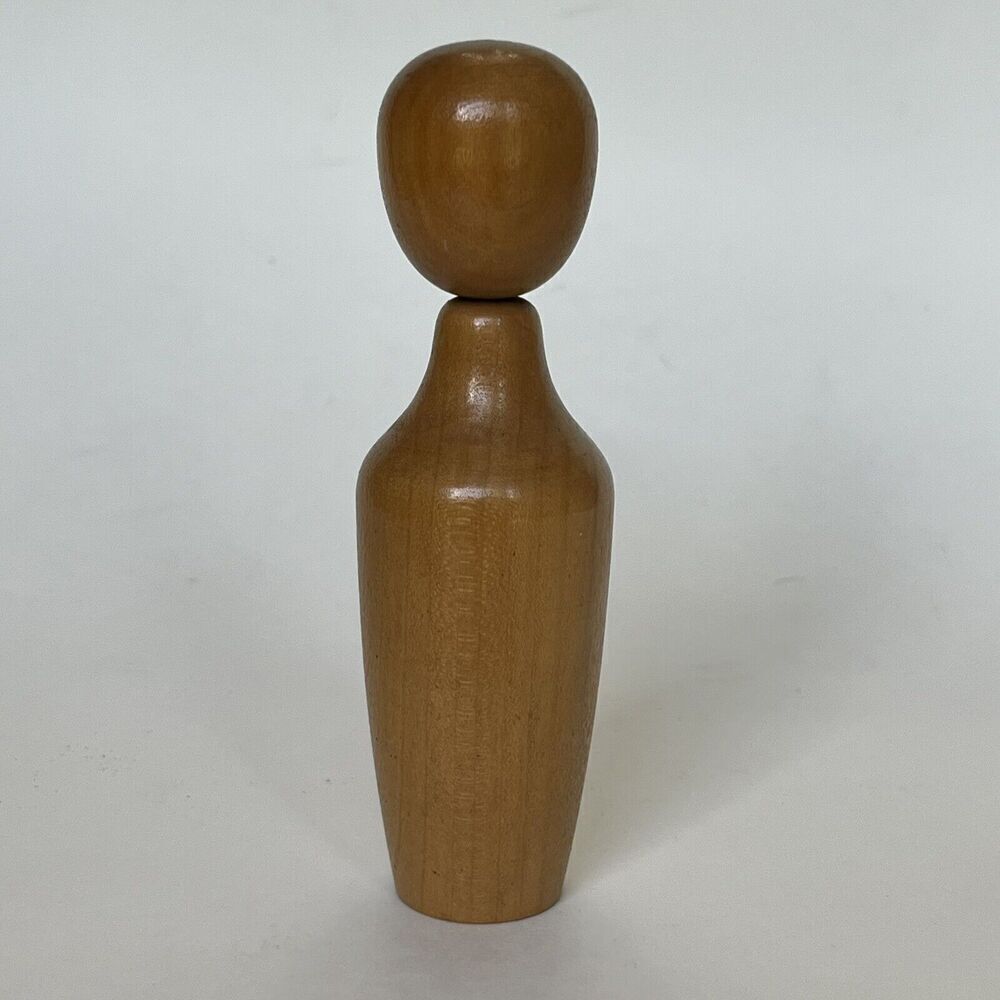 Vintage Kokeshi Doll Signed Rustic Art Figurine Sculpture MCM 1967 4.5” 12 cm